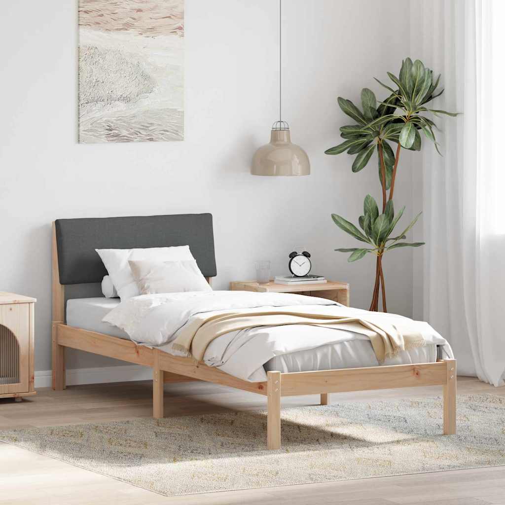 Bedframe Bruin en donkergrijs 75 x 190 cm Massief grenenhout is nu te koop bij PeponiXL, paradijselijk wonen!