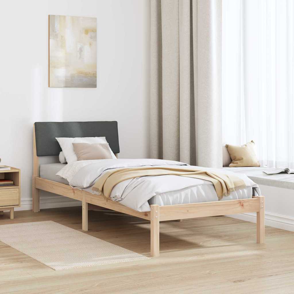 Bedframe Bruin en donkergrijs 75 x 190 cm Massief grenenhout is nu te koop bij PeponiXL, paradijselijk wonen!