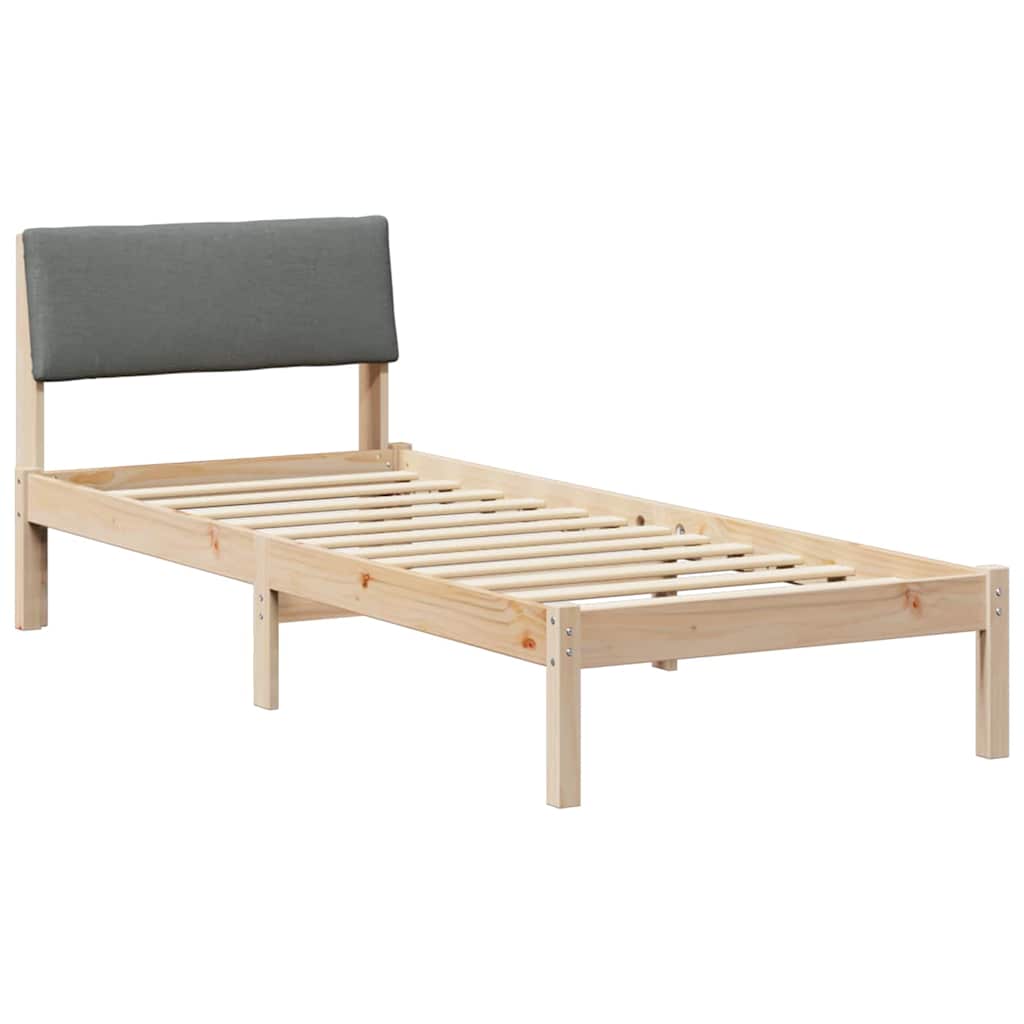 Bedframe Bruin en donkergrijs 75 x 190 cm Massief grenenhout is nu te koop bij PeponiXL, paradijselijk wonen!