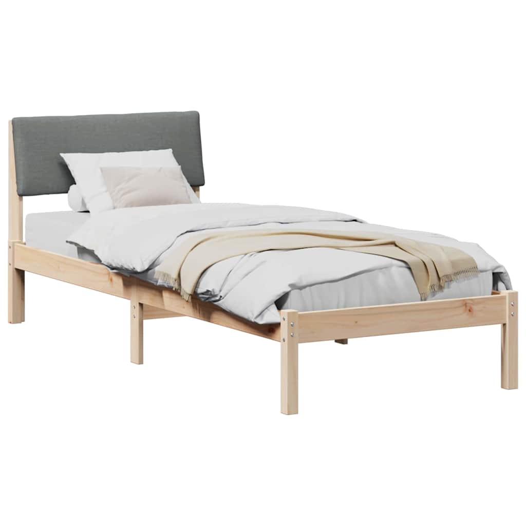 Bedframe Bruin en donkergrijs 75 x 190 cm Massief grenenhout is nu te koop bij PeponiXL, paradijselijk wonen!