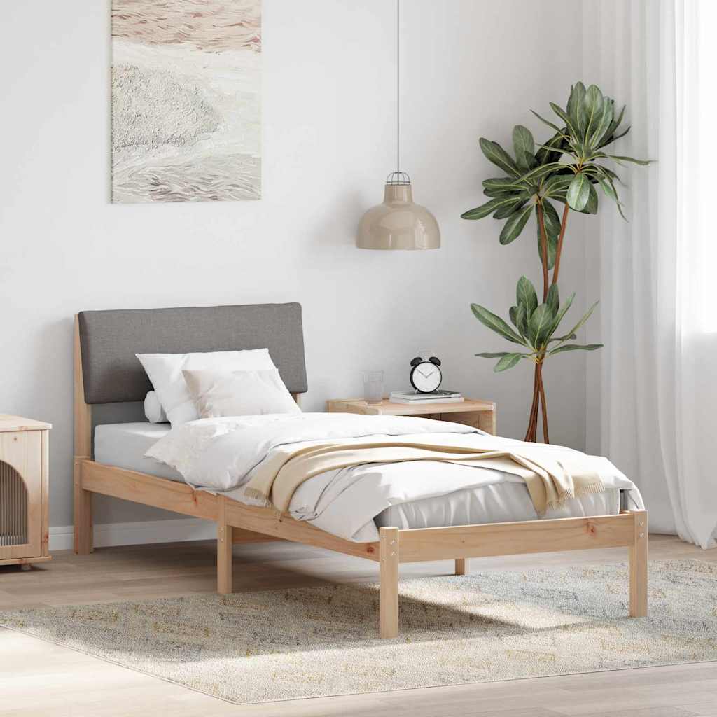 Bedframe Bruin en taupe 75 x 190 cm Massief grenenhout is nu te koop bij PeponiXL, paradijselijk wonen!