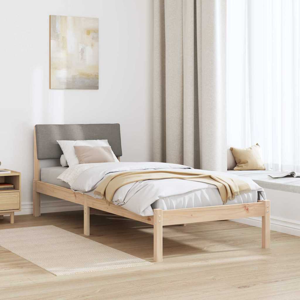 Bedframe Bruin en taupe 75 x 190 cm Massief grenenhout is nu te koop bij PeponiXL, paradijselijk wonen!