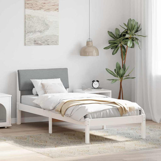 Bedframe Wit en lichtgrijs 75 x 190 cm Massief grenenhout is nu te koop bij PeponiXL, paradijselijk wonen!