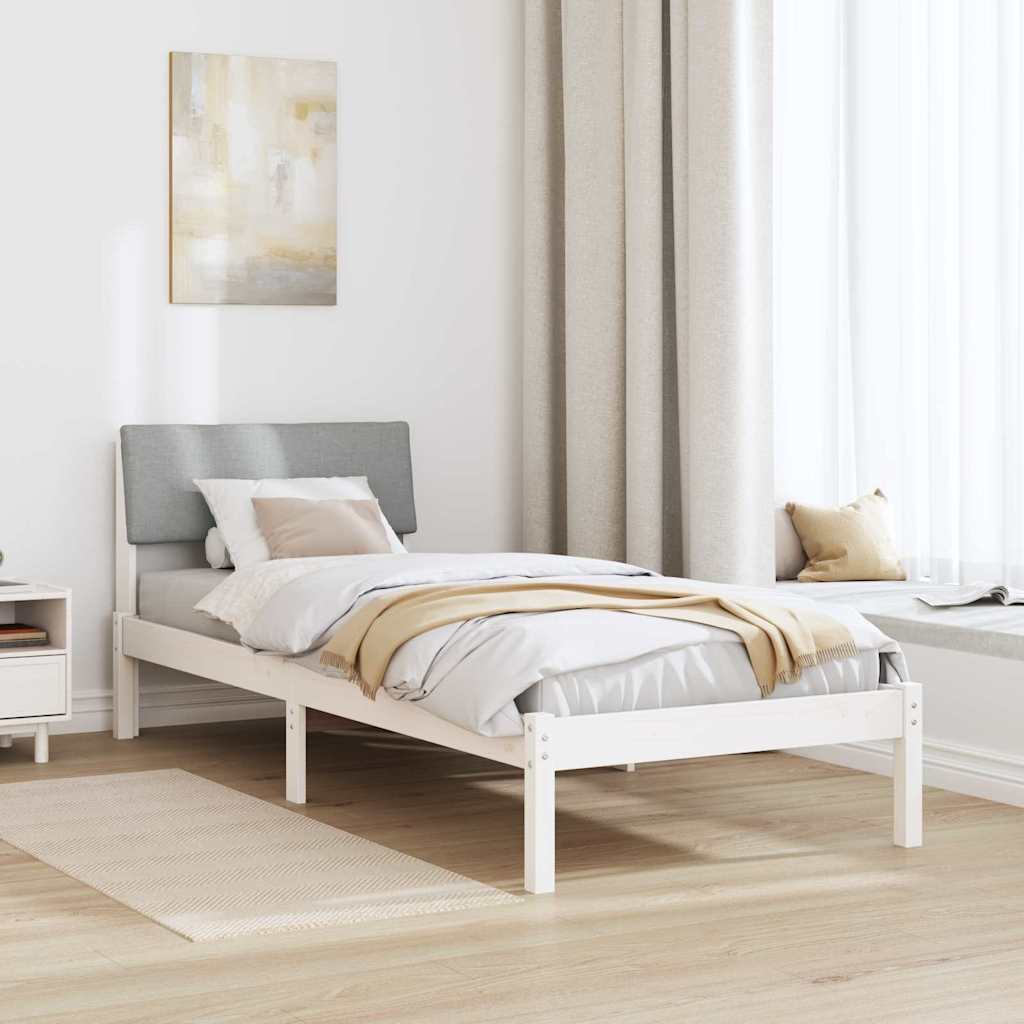 Bedframe Wit en lichtgrijs 75 x 190 cm Massief grenenhout is nu te koop bij PeponiXL, paradijselijk wonen!