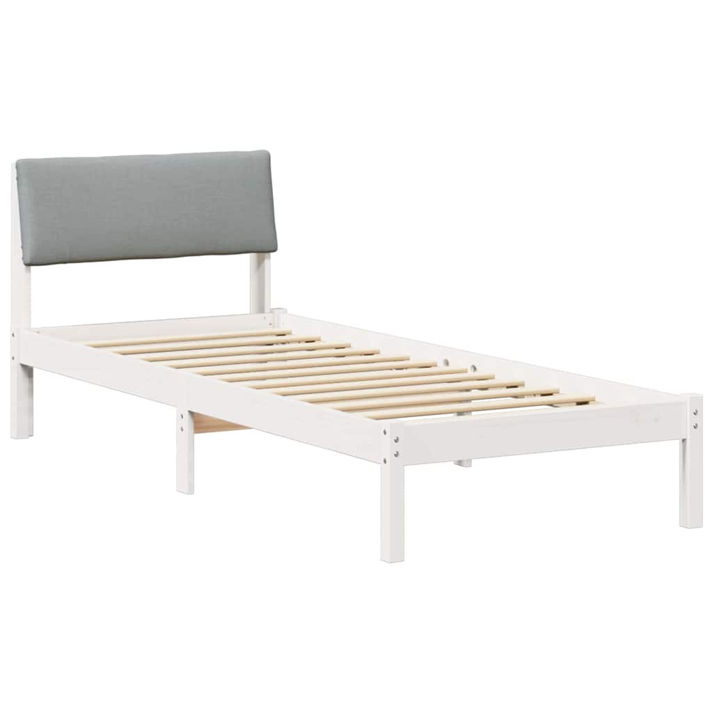 Bedframe Wit en lichtgrijs 75 x 190 cm Massief grenenhout is nu te koop bij PeponiXL, paradijselijk wonen!
