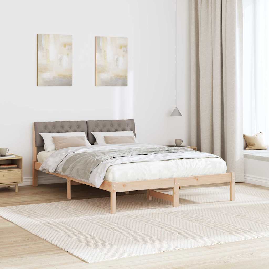 Bedframe Bruin en taupe 160 x 200 cm Massief grenenhout is nu te koop bij PeponiXL, paradijselijk wonen!