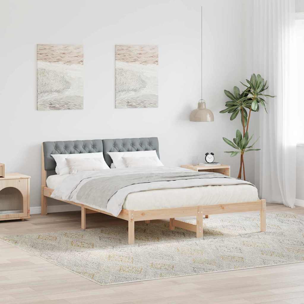 Bedframe Bruin en lichtgrijs 140 x 200 cm Massief grenenhout is nu te koop bij PeponiXL, paradijselijk wonen!
