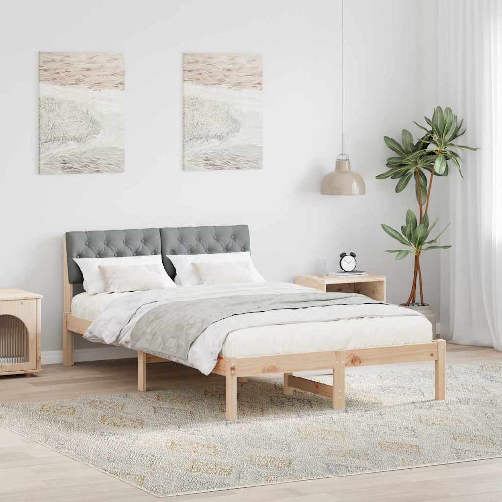 Bedframe Bruin en lichtgrijs 120 x 200 cm Massief grenenhout is nu te koop bij PeponiXL, paradijselijk wonen!