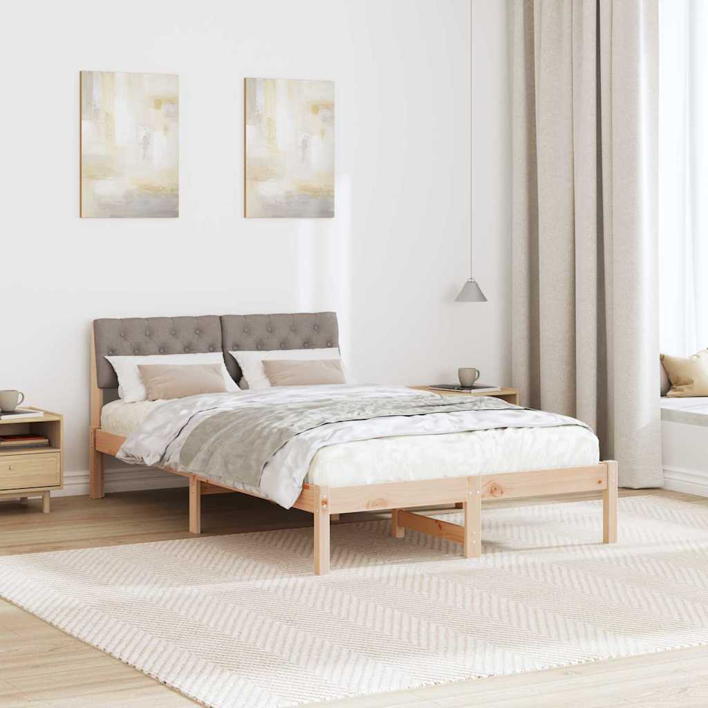 Bedframe Bruin en taupe 120 x 200 cm Massief grenenhout is nu te koop bij PeponiXL, paradijselijk wonen!
