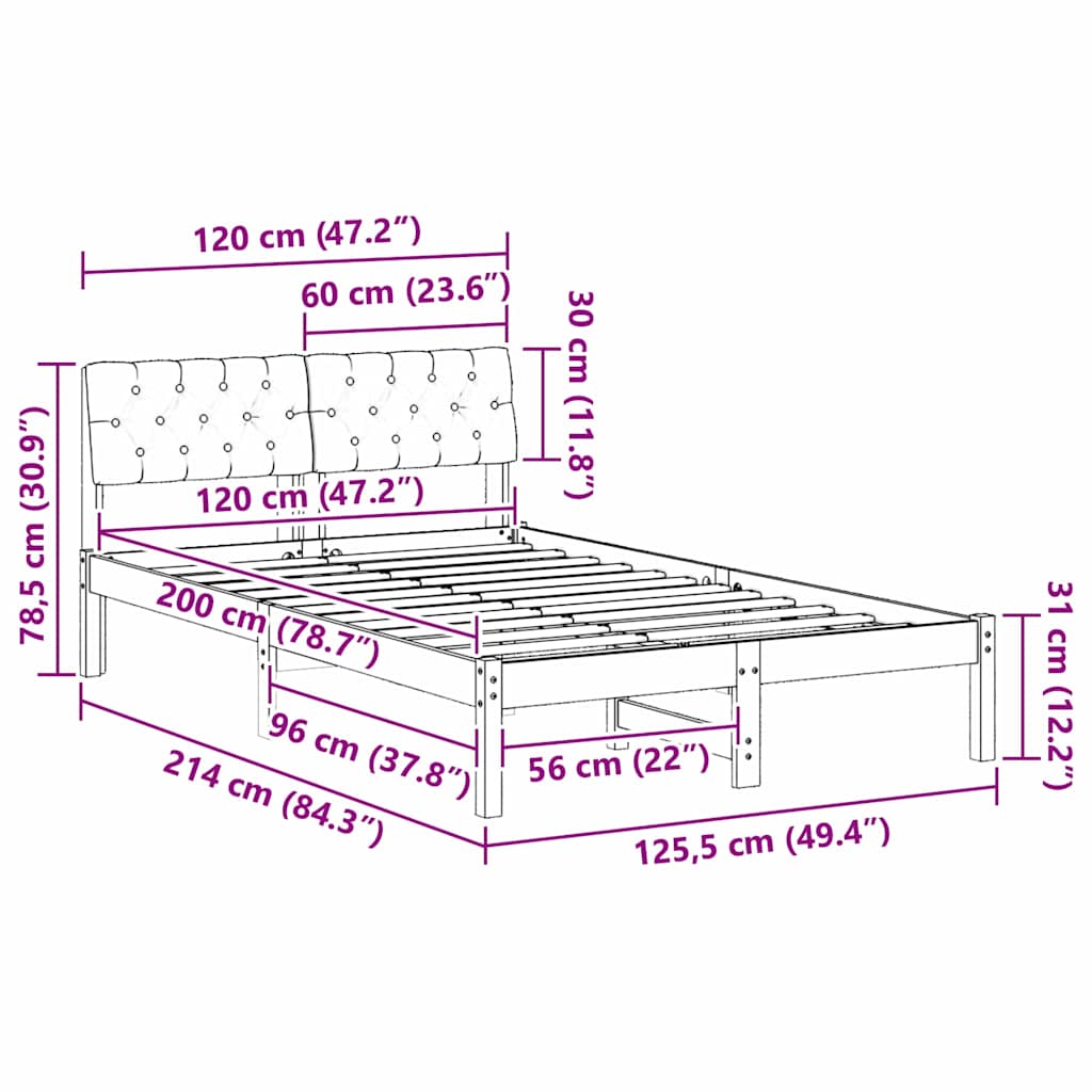 Bedframe Wit en lichtgrijs 120 x 200 cm Massief grenenhout is nu te koop bij PeponiXL, paradijselijk wonen!