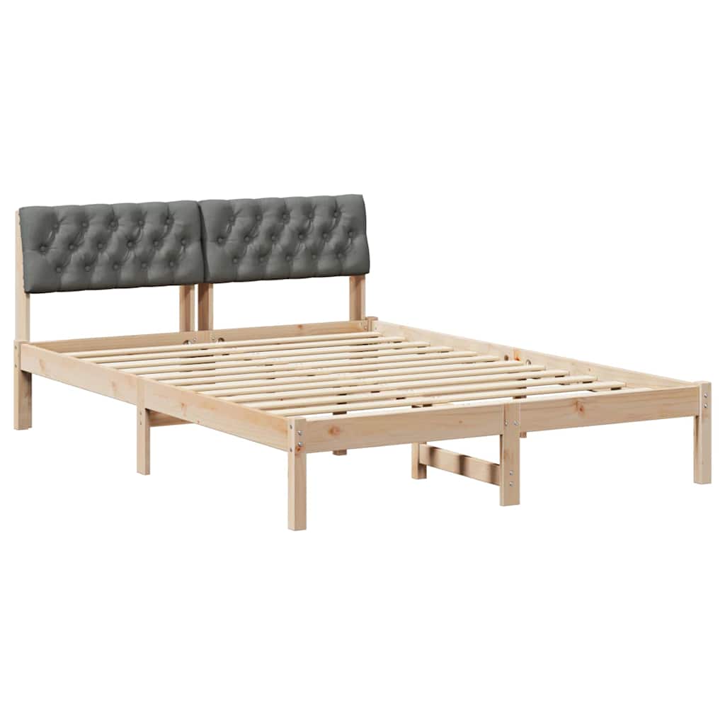 Bedframe Bruin en donkergrijs 140 x 190 cm Massief grenenhout is nu te koop bij PeponiXL, paradijselijk wonen!