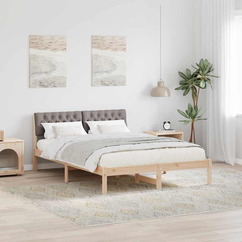 Bedframe Bruin en taupe 140 x 190 cm Massief grenenhout is nu te koop bij PeponiXL, paradijselijk wonen!