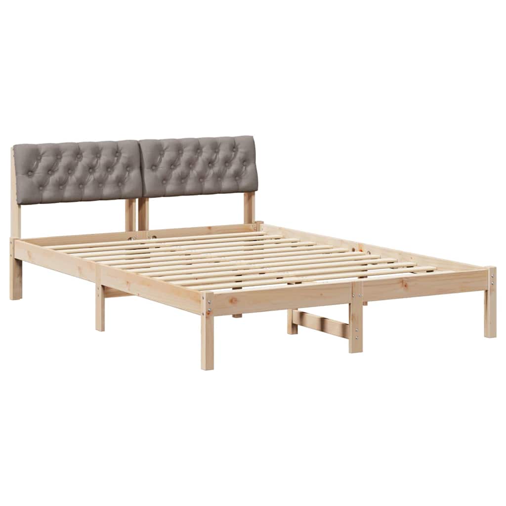 Bedframe Bruin en taupe 140 x 190 cm Massief grenenhout is nu te koop bij PeponiXL, paradijselijk wonen!