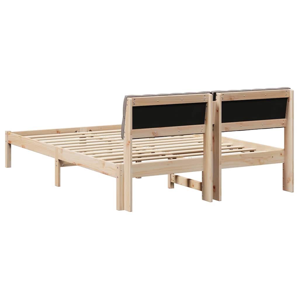 Bedframe Bruin en taupe 140 x 190 cm Massief grenenhout is nu te koop bij PeponiXL, paradijselijk wonen!