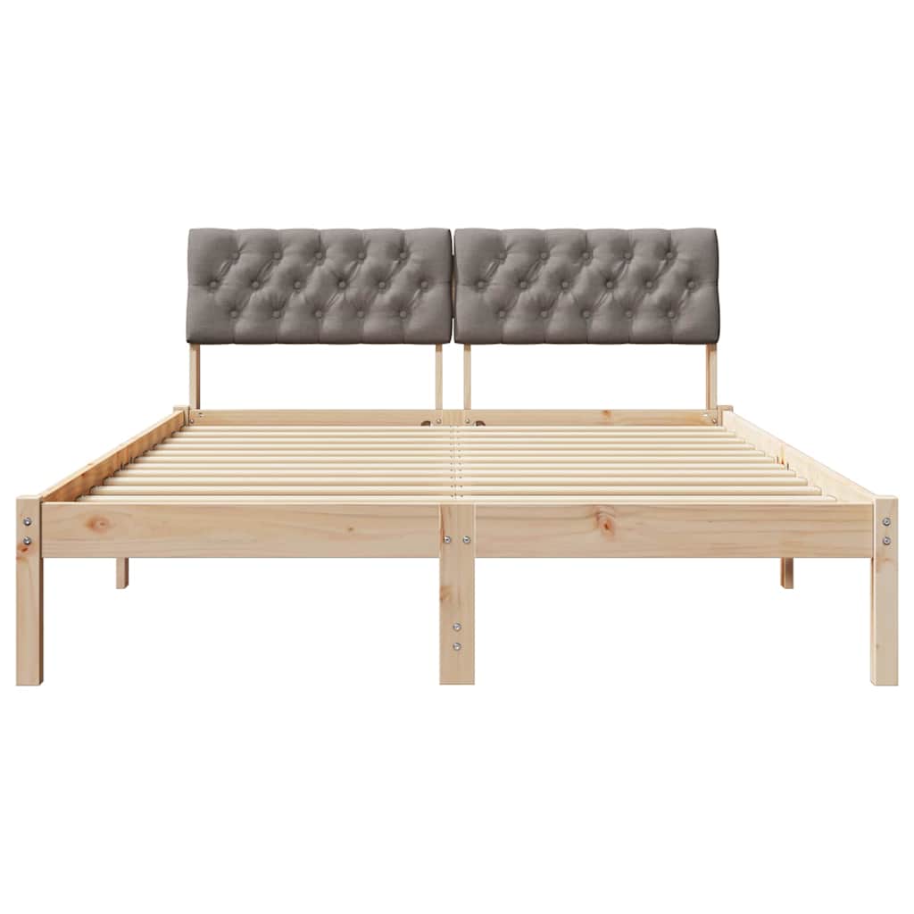 Bedframe Bruin en taupe 140 x 190 cm Massief grenenhout is nu te koop bij PeponiXL, paradijselijk wonen!
