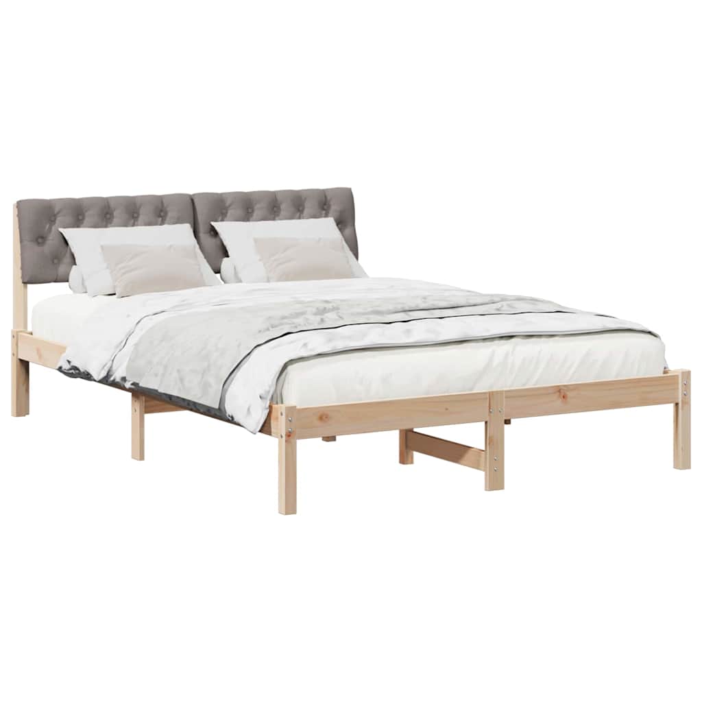 Bedframe Bruin en taupe 140 x 190 cm Massief grenenhout is nu te koop bij PeponiXL, paradijselijk wonen!