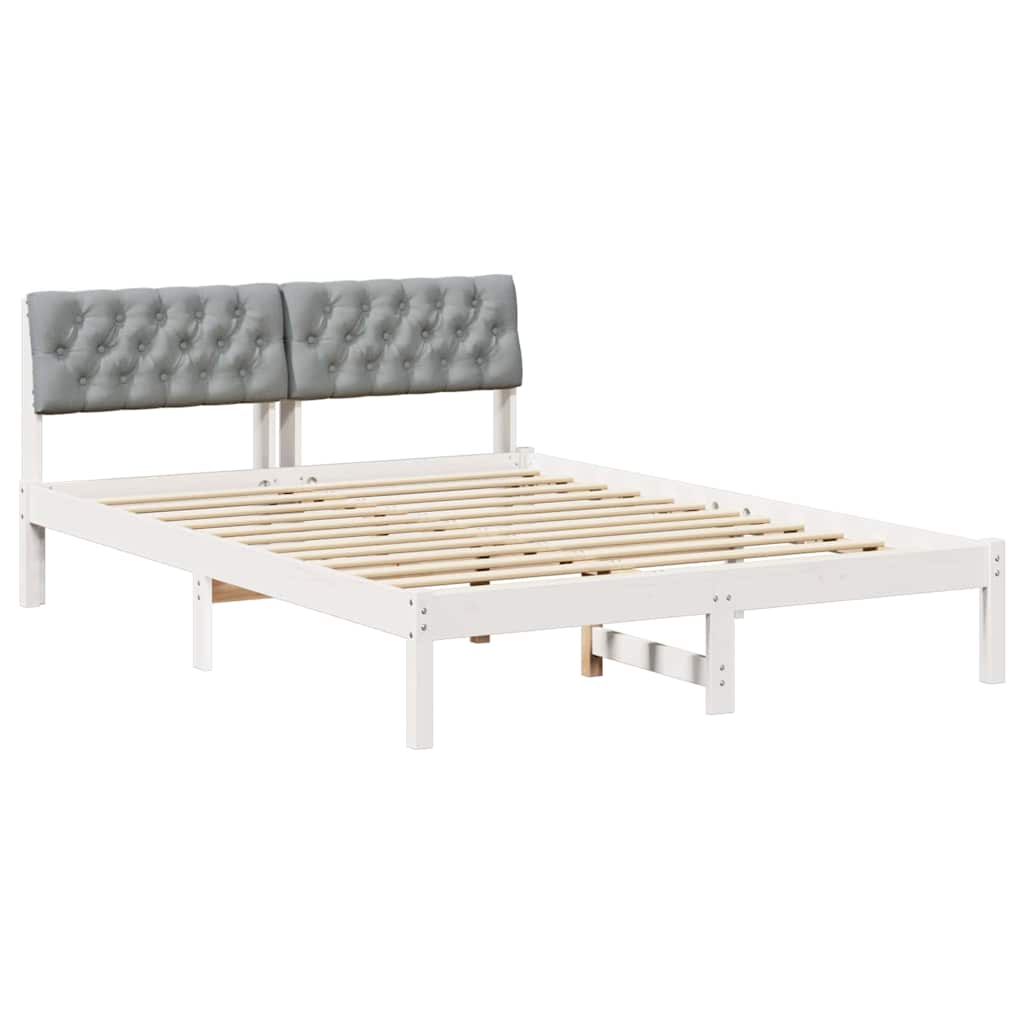 Bedframe Wit en lichtgrijs 140 x 190 cm Massief grenenhout is nu te koop bij PeponiXL, paradijselijk wonen!