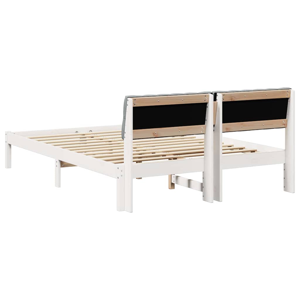 Bedframe Wit en lichtgrijs 140 x 190 cm Massief grenenhout is nu te koop bij PeponiXL, paradijselijk wonen!