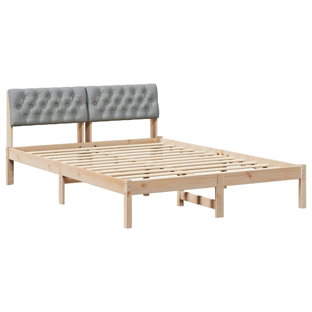 Bedframe Bruin en lichtgrijs 135 x 190 cm Massief grenenhout is nu te koop bij PeponiXL, paradijselijk wonen!
