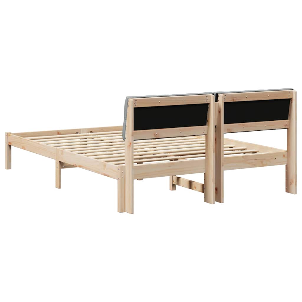 Bedframe Bruin en lichtgrijs 135 x 190 cm Massief grenenhout is nu te koop bij PeponiXL, paradijselijk wonen!