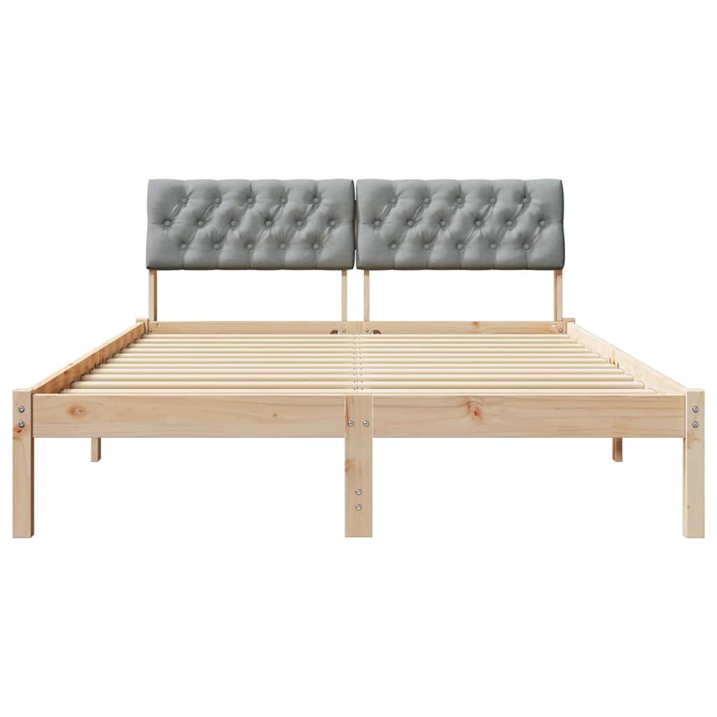 Bedframe Bruin en lichtgrijs 135 x 190 cm Massief grenenhout is nu te koop bij PeponiXL, paradijselijk wonen!