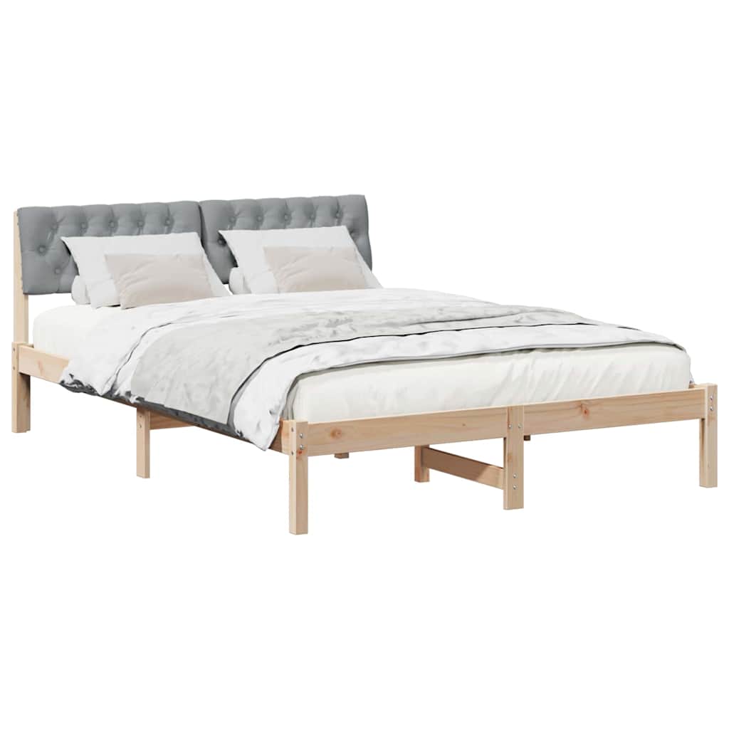 Bedframe Bruin en lichtgrijs 135 x 190 cm Massief grenenhout is nu te koop bij PeponiXL, paradijselijk wonen!