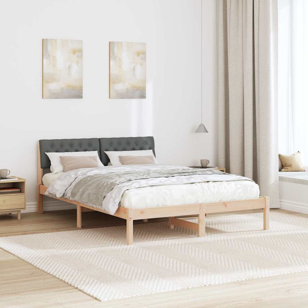 Bedframe Bruin en donkergrijs 135 x 190 cm Massief grenenhout is nu te koop bij PeponiXL, paradijselijk wonen!