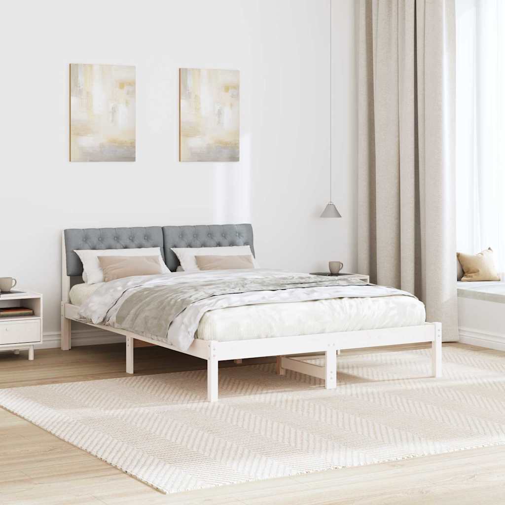 Bedframe Wit en lichtgrijs 135 x 190 cm Massief grenenhout is nu te koop bij PeponiXL, paradijselijk wonen!
