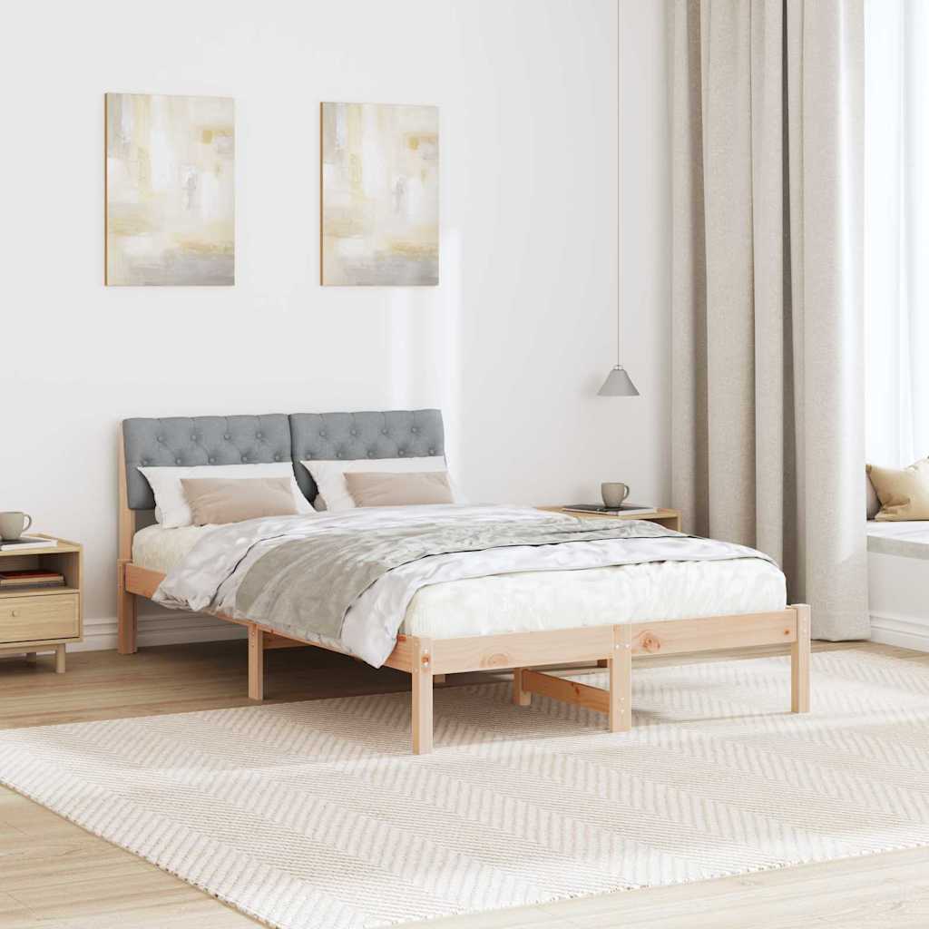 Bedframe Bruin en lichtgrijs 120 x 190 cm Massief grenenhout is nu te koop bij PeponiXL, paradijselijk wonen!