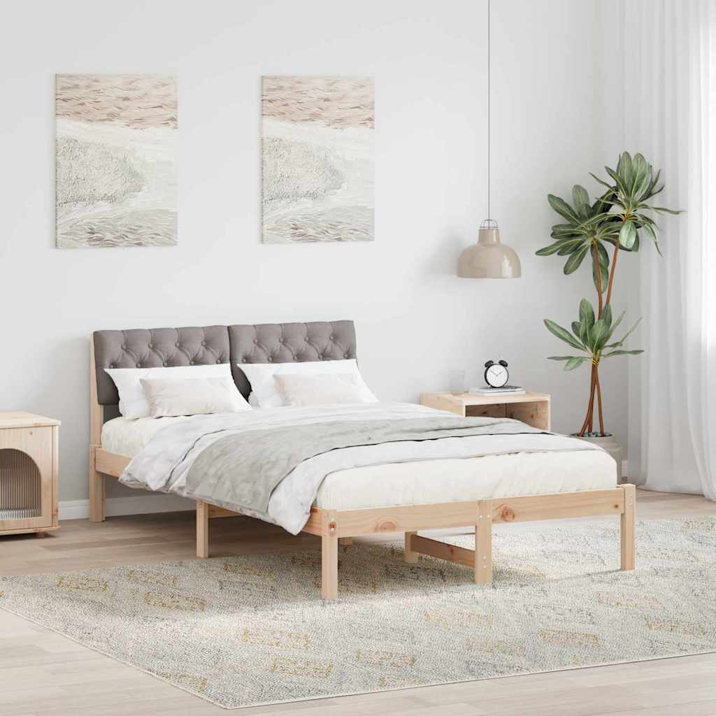 Bedframe Bruin en taupe 120 x 190 cm Massief grenenhout is nu te koop bij PeponiXL, paradijselijk wonen!