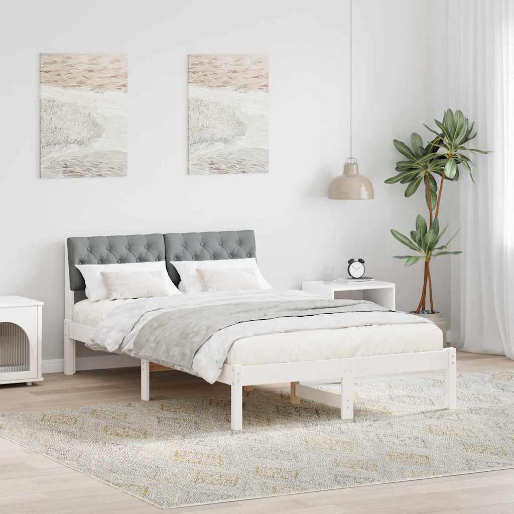 Bedframe Wit en lichtgrijs 120 x 190 cm Massief grenenhout is nu te koop bij PeponiXL, paradijselijk wonen!