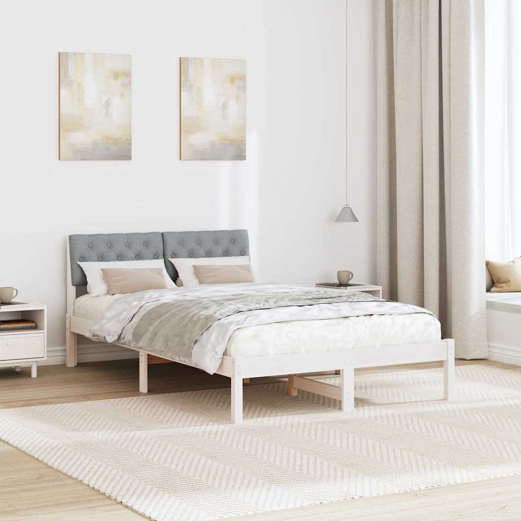 Bedframe Wit en lichtgrijs 120 x 190 cm Massief grenenhout is nu te koop bij PeponiXL, paradijselijk wonen!
