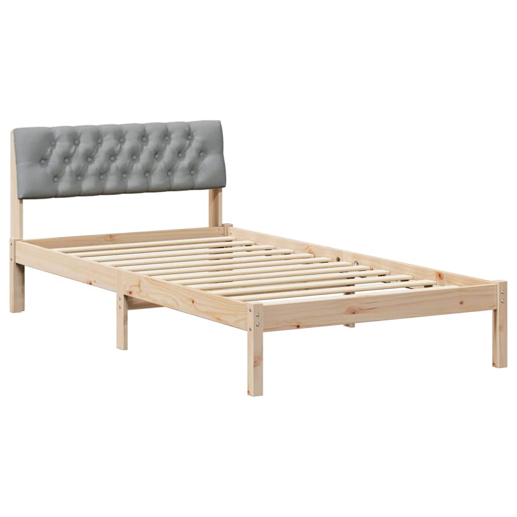 Bedframe Bruin en lichtgrijs 100 x 200 cm Massief grenenhout is nu te koop bij PeponiXL, paradijselijk wonen!
