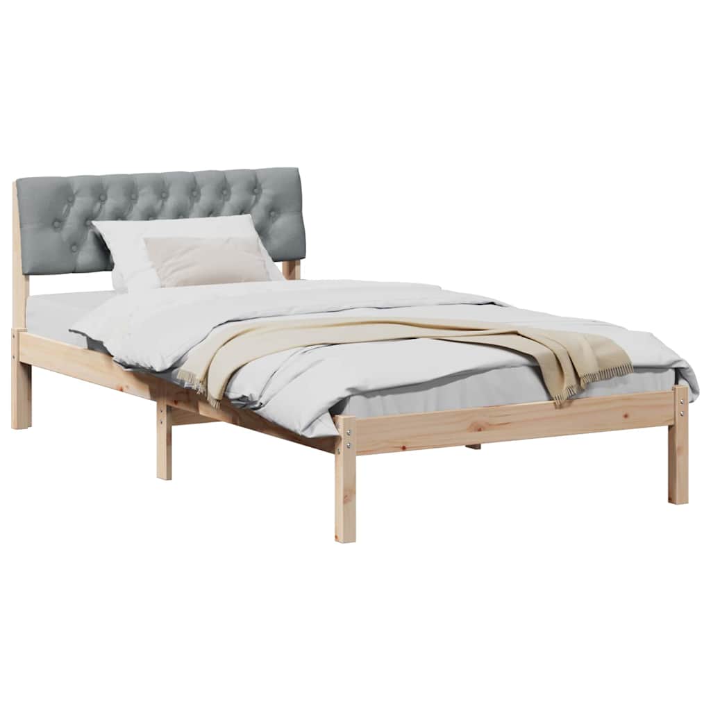 Bedframe Bruin en lichtgrijs 100 x 200 cm Massief grenenhout is nu te koop bij PeponiXL, paradijselijk wonen!
