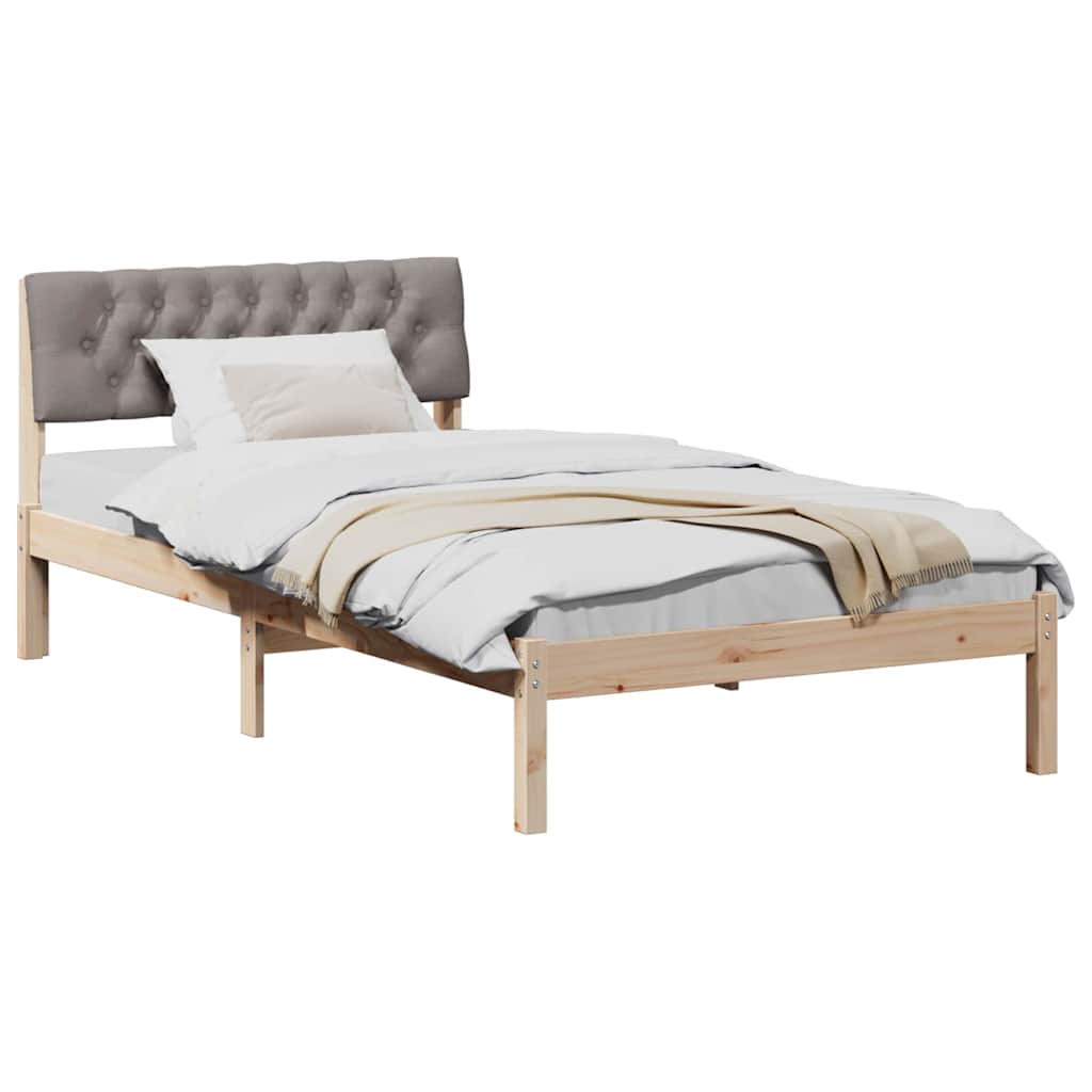 Bedframe Bruin en taupe 100 x 200 cm Massief grenenhout is nu te koop bij PeponiXL, paradijselijk wonen!