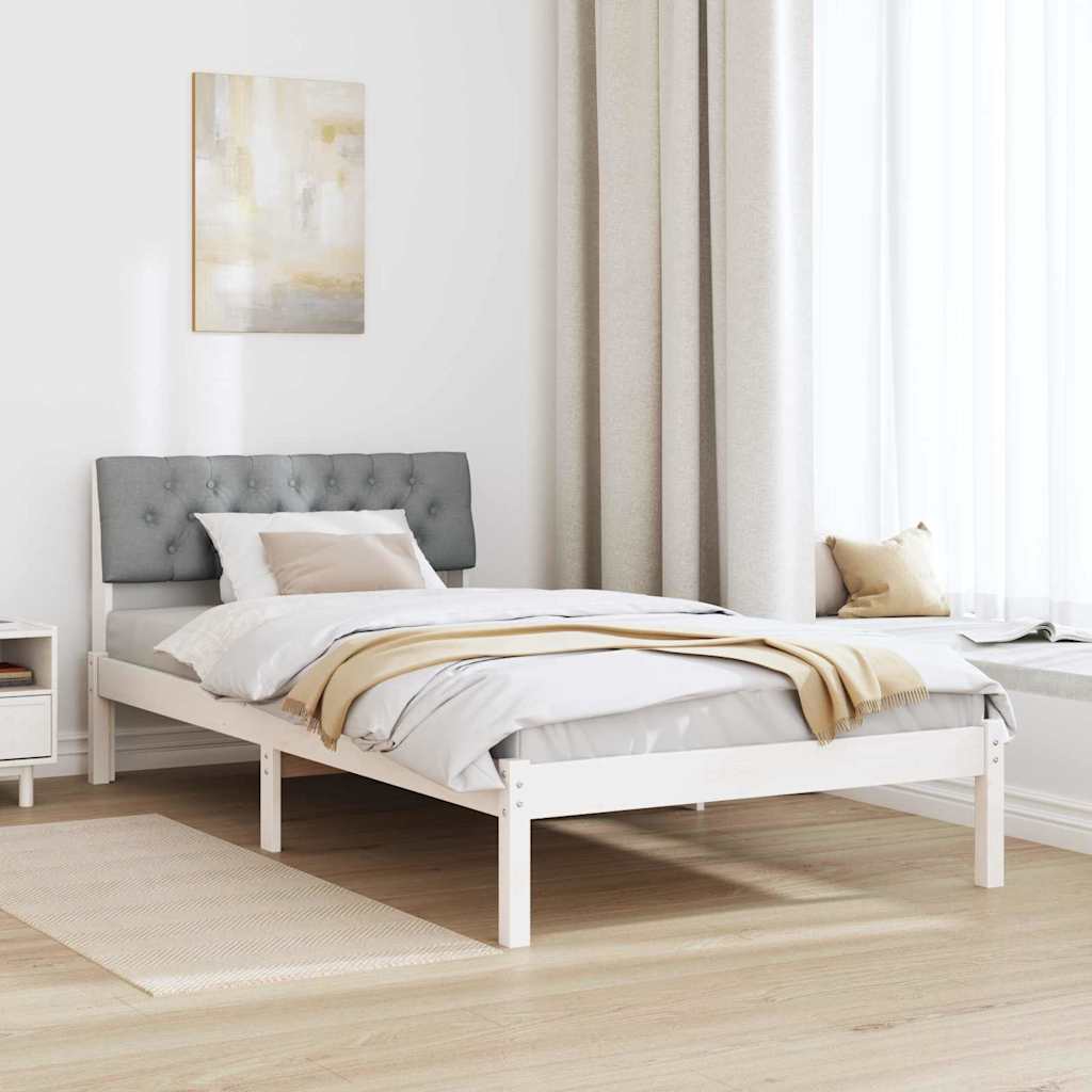 Bedframe Wit en lichtgrijs 100 x 200 cm Massief grenenhout is nu te koop bij PeponiXL, paradijselijk wonen!