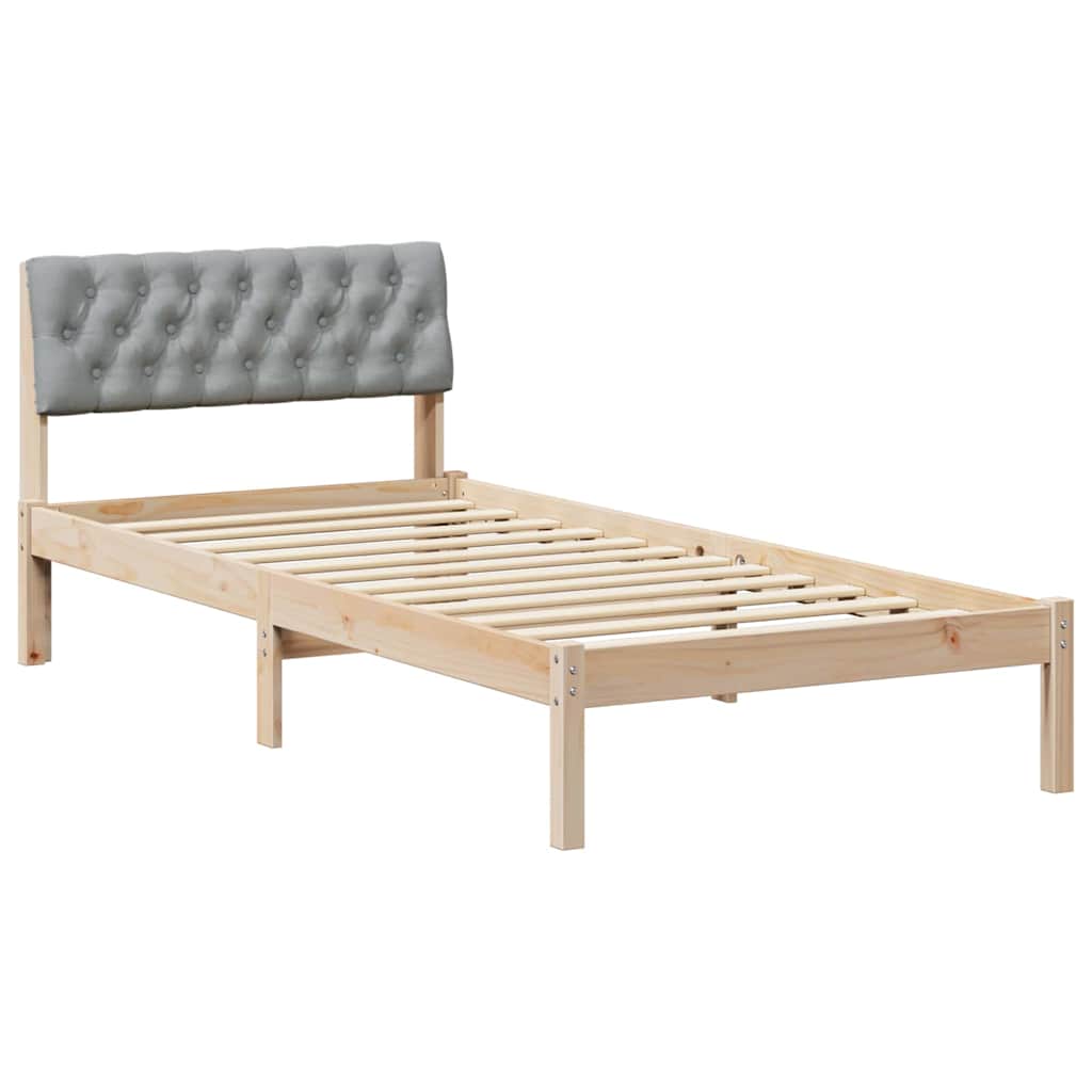 Bedframe Bruin en lichtgrijs 90 x 200 cm Massief grenenhout is nu te koop bij PeponiXL, paradijselijk wonen!