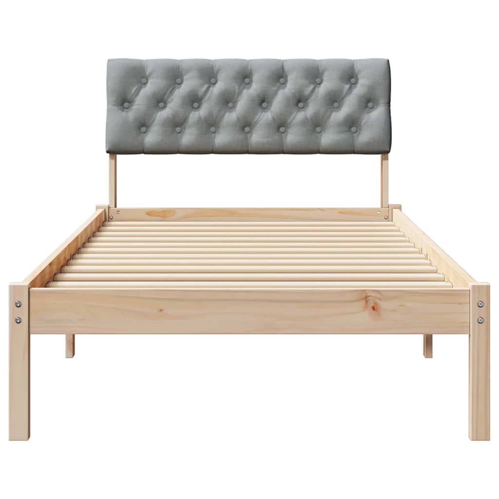 Bedframe Bruin en lichtgrijs 90 x 200 cm Massief grenenhout is nu te koop bij PeponiXL, paradijselijk wonen!