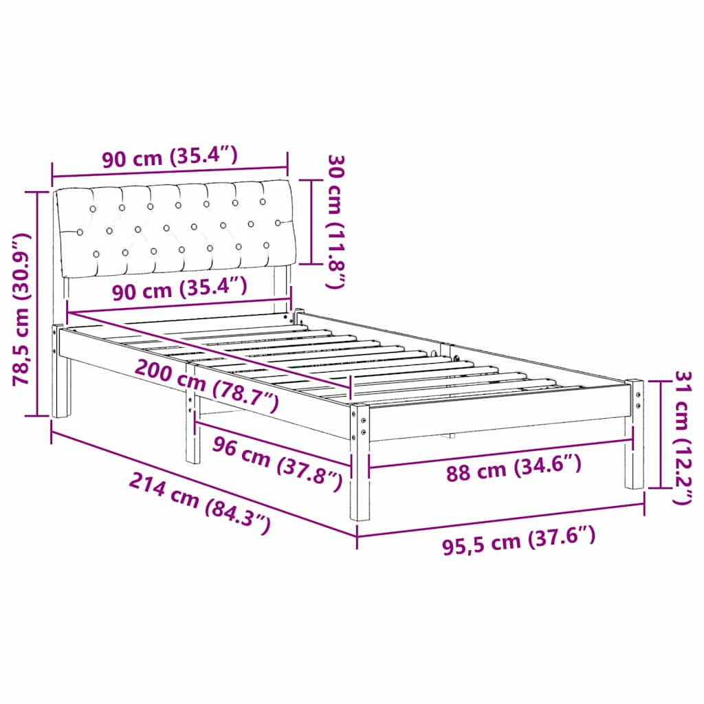 Bedframe Bruin en zwart 90 x 200 cm Massief grenenhout is nu te koop bij PeponiXL, paradijselijk wonen!