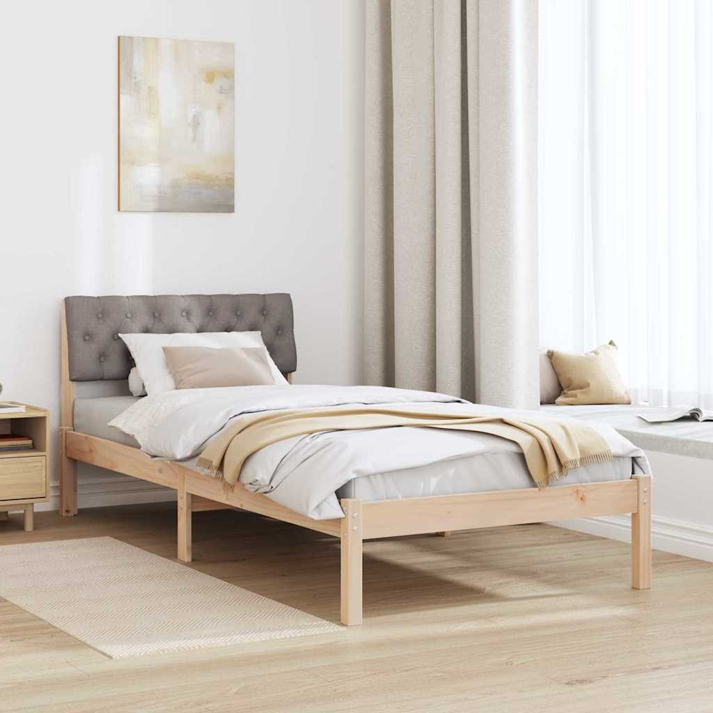 Bedframe Bruin en taupe 90 x 200 cm Massief grenenhout is nu te koop bij PeponiXL, paradijselijk wonen!
