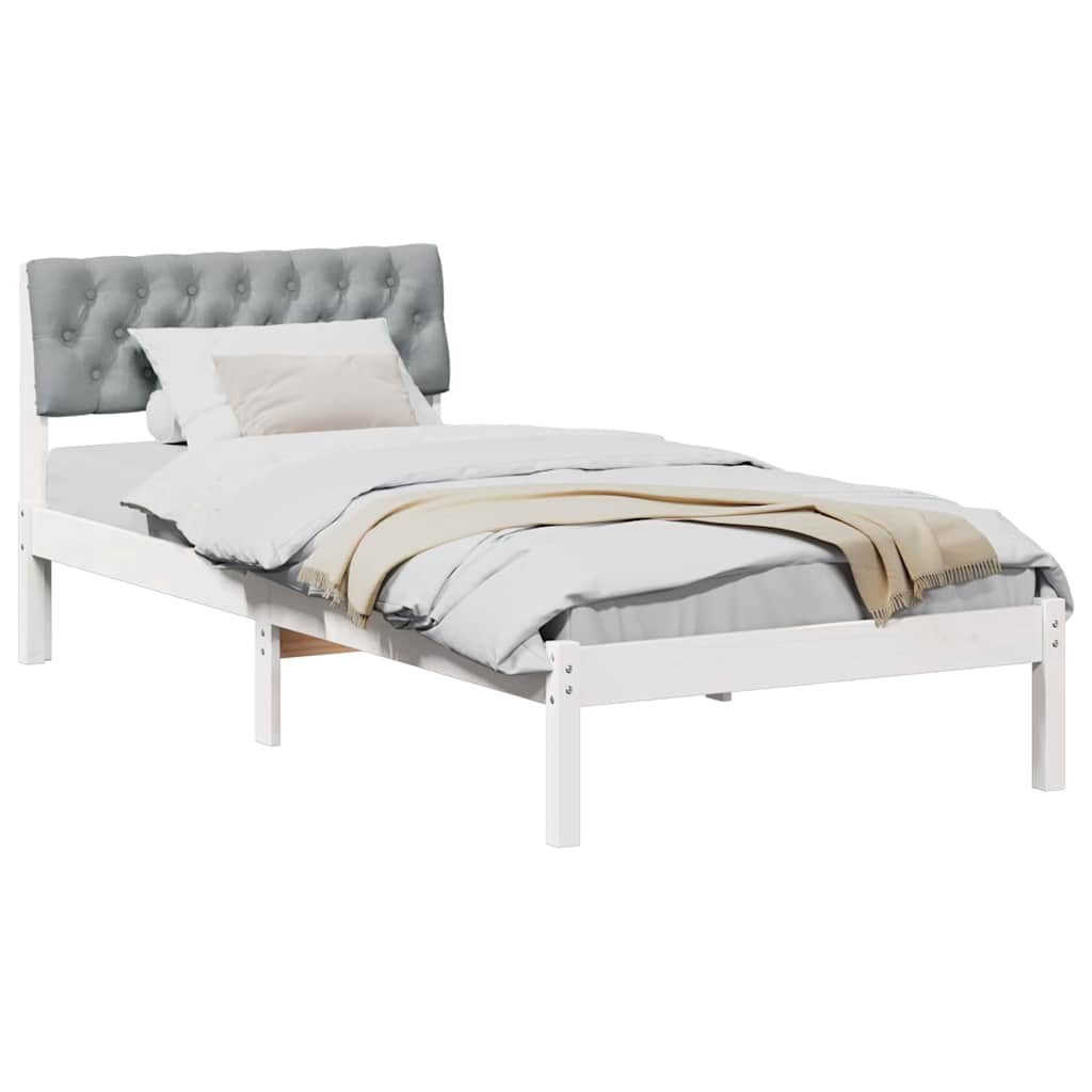 Bedframe Wit en lichtgrijs 90 x 200 cm Massief grenenhout is nu te koop bij PeponiXL, paradijselijk wonen!