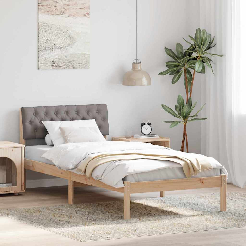 Bedframe Bruin en taupe 90 x 190 cm Massief grenenhout is nu te koop bij PeponiXL, paradijselijk wonen!
