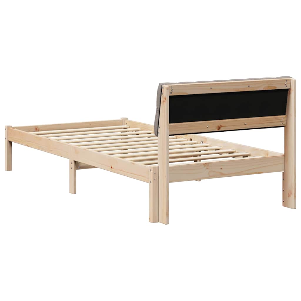 Bedframe Bruin en taupe 90 x 190 cm Massief grenenhout is nu te koop bij PeponiXL, paradijselijk wonen!