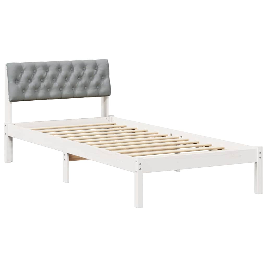 Bedframe Wit en lichtgrijs 90 x 190 cm Massief grenenhout is nu te koop bij PeponiXL, paradijselijk wonen!