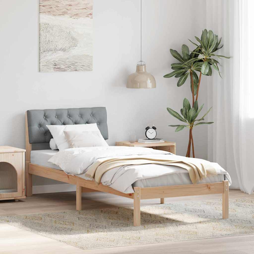 Bedframe Bruin en lichtgrijs 75 x 190 cm Massief grenenhout is nu te koop bij PeponiXL, paradijselijk wonen!