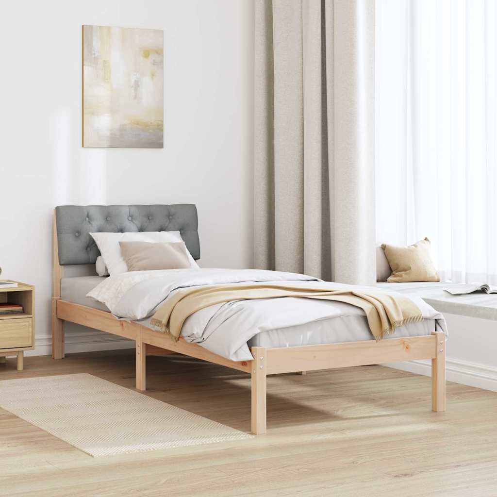 Bedframe Bruin en lichtgrijs 75 x 190 cm Massief grenenhout is nu te koop bij PeponiXL, paradijselijk wonen!