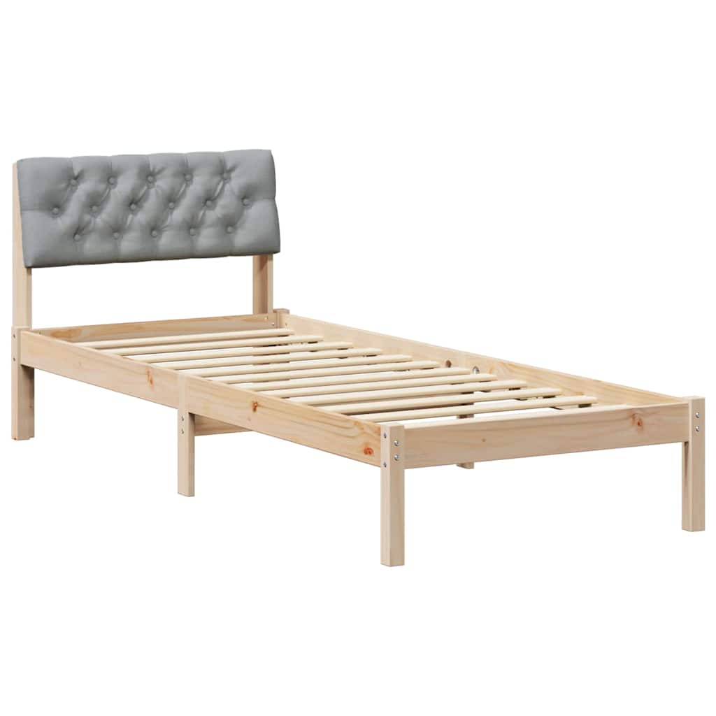 Bedframe Bruin en lichtgrijs 75 x 190 cm Massief grenenhout is nu te koop bij PeponiXL, paradijselijk wonen!