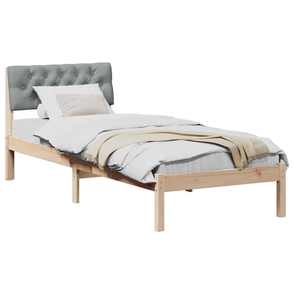 Bedframe Bruin en lichtgrijs 75 x 190 cm Massief grenenhout is nu te koop bij PeponiXL, paradijselijk wonen!