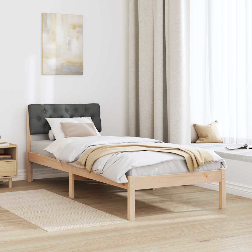 Bedframe Bruin en donkergrijs 75 x 190 cm Massief grenenhout is nu te koop bij PeponiXL, paradijselijk wonen!
