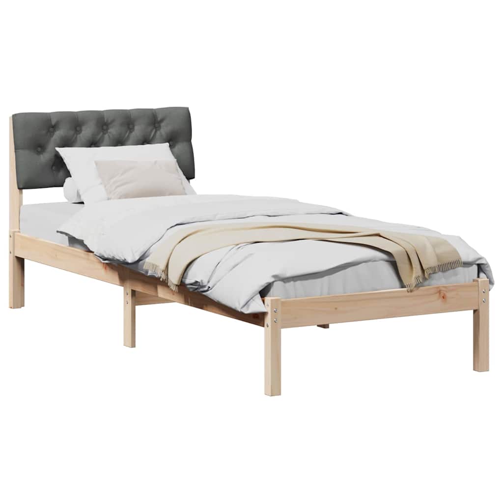 Bedframe Bruin en donkergrijs 75 x 190 cm Massief grenenhout is nu te koop bij PeponiXL, paradijselijk wonen!